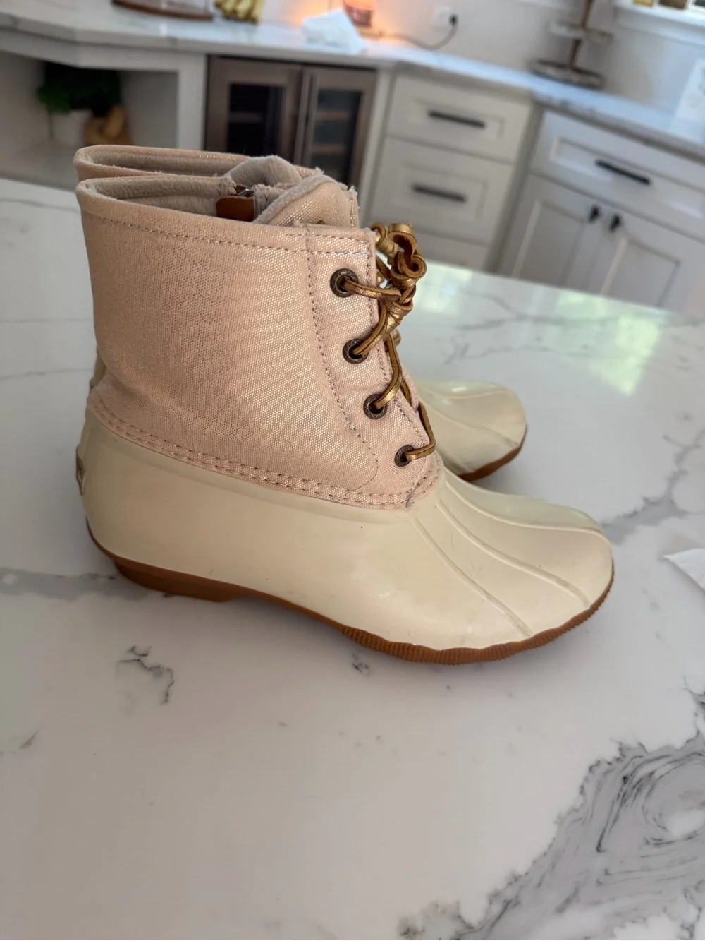 Sperry Gold Shimmer Duck Boots